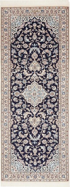 Tappeto Nain 6la Persia Medaglione Blu Crema 77x209 Cm