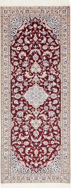 Tappeto Nain 6la Persia Medaglione Bordeaux Crema 81x211 Cm
