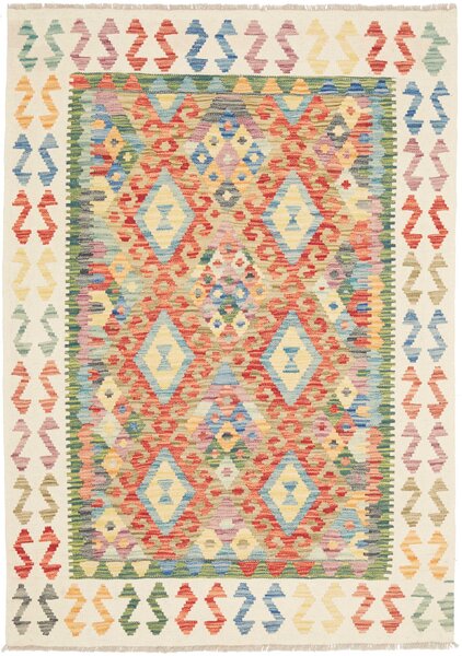 Tappeto Kilim Afghanistan Geometrico Multicolore Vivace 127x178 Cm