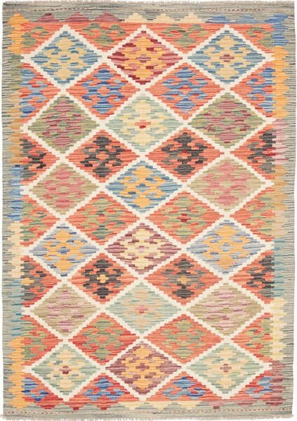 Tappeto Kilim Afghanistan Astratto Multicolore Vivace 125x180 Cm