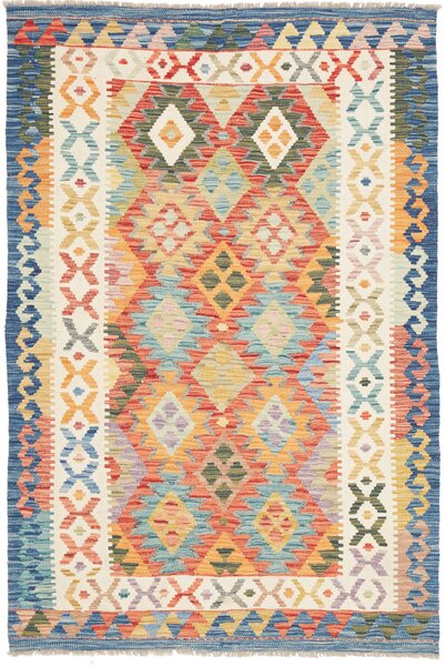 Tappeto Kilim Afghanistan Geometrico Multicolore Vivace 123x182 Cm