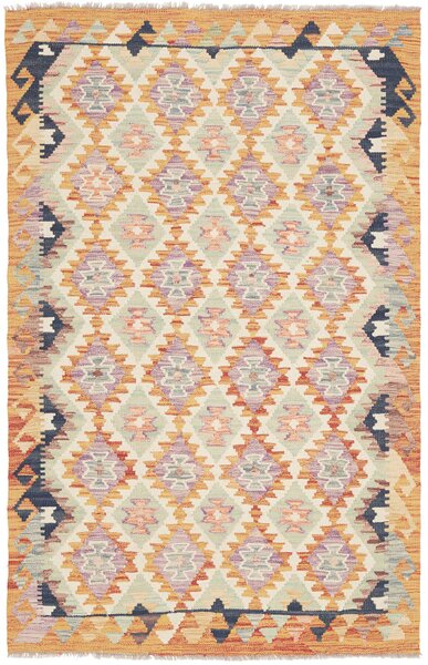 Tappeto Kilim Afghanistan Geometrico Giallo Crema 114x176 Cm