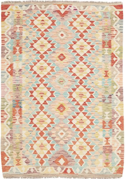 Tappeto Kilim Afghanistan Geometrico Multicolore Pastello Vivace 128x178 Cm