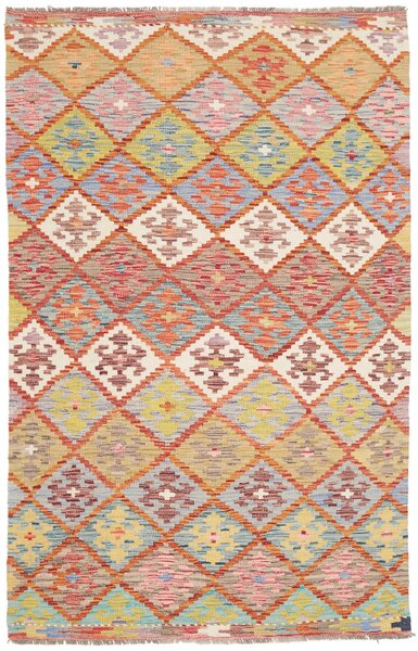 Tappeto Kilim Afghanistan Geometrico Multicolore Vibrante 119x192 Cm