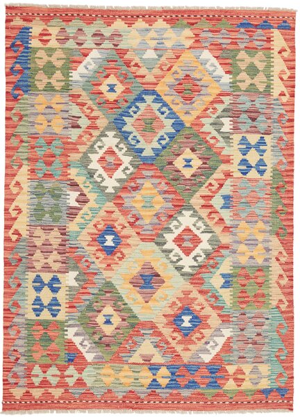 Tappeto Kilim Afghanistan Geometrico Multicolore Terracotta 125x172 Cm