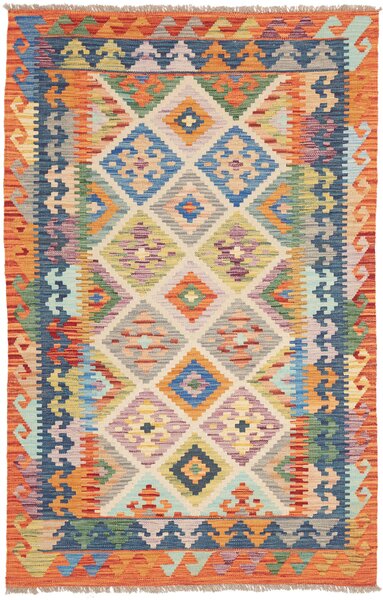 Tappeto Kilim Afghanistan Geometrico Arancione Policromo 119x187 Cm