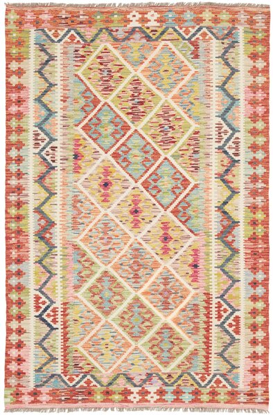Tappeto Kilim Afghanistan Geometrico Terracotta Multicolore 122x183 Cm