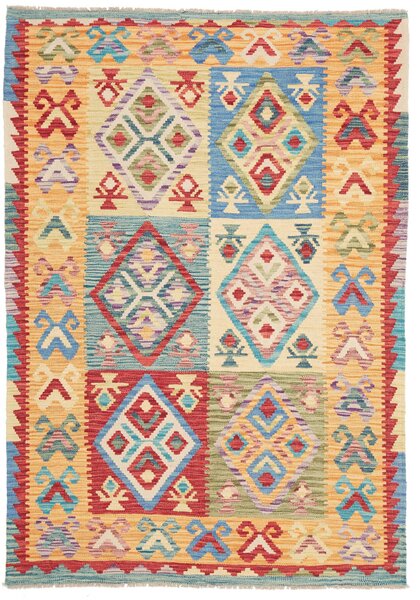 Tappeto Kilim Afghanistan Geometrico Multicolore Vivace 129x188 Cm
