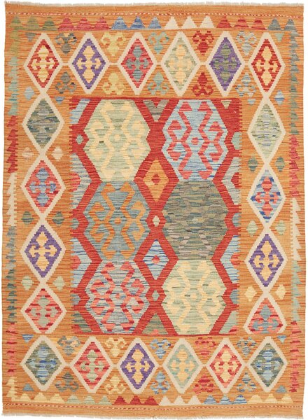 Tappeto Kilim Afghanistan Geometrico Terracotta Policromo 133x178 Cm