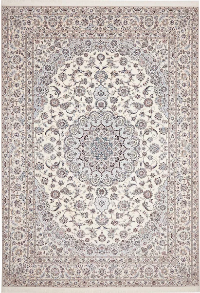 Tappeto Nain 6la Persia Medaglione Avorio Azzurro 256x369 Cm