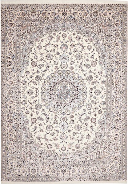 Tappeto Nain 6la Persia Medaglione Crema Blu 252x356 Cm