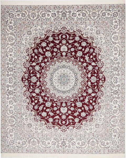 Tappeto Nain 6la Persia Medaglione Bordeaux Crema 262x315 Cm