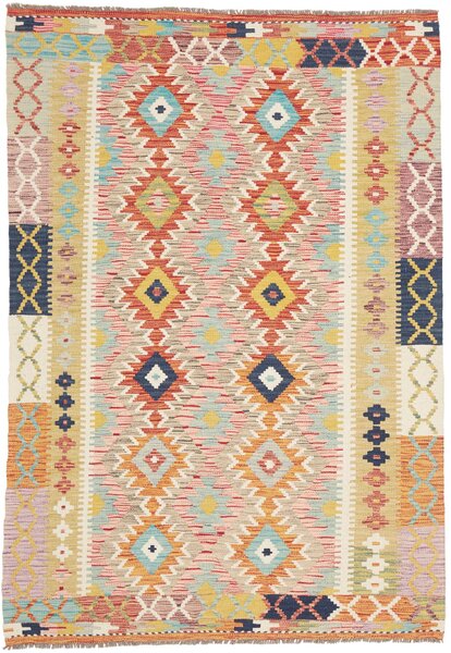 Tappeto Kilim Afghanistan Geometrico Multicolore Pastello 127x182 Cm