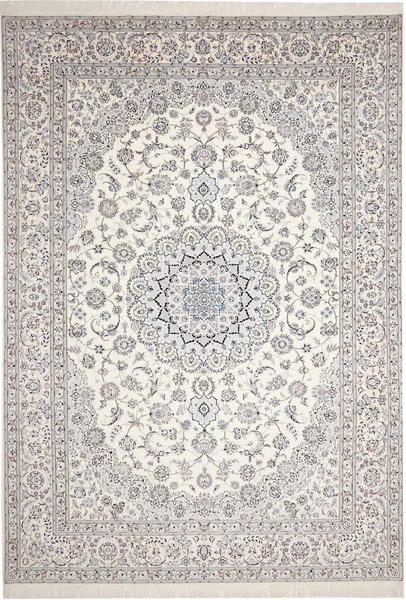 Tappeto Nain 6la Persia Medaglione Bianco Crema Azzurro 262x369 Cm
