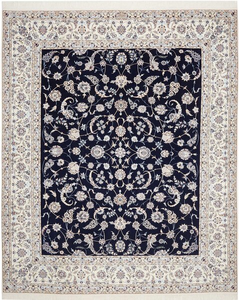 Tappeto Nain 6la Persia Floreale Blu Scuro Crema 256x309 Cm