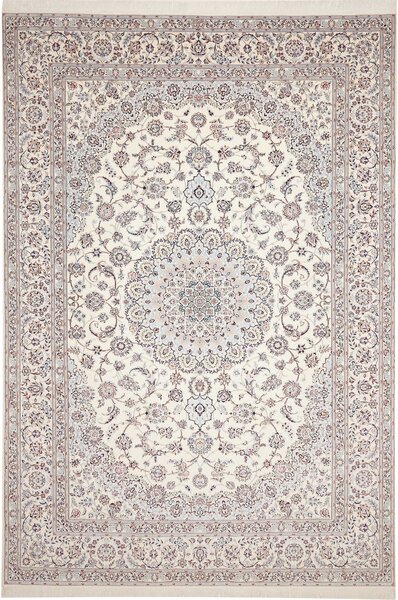 Tappeto Nain 6la Persia Medaglione Crema Celeste 256x372 Cm