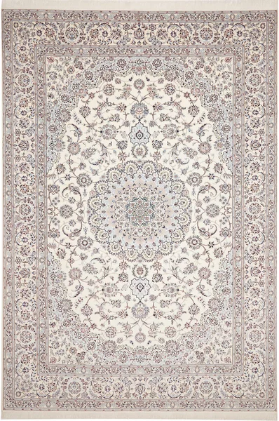 Tappeto Nain 6la Persia Medaglione Crema Celeste 256x372 Cm