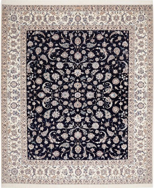 Tappeto Nain 6la Persia Floreale Blu Notte Avorio 260x310 Cm