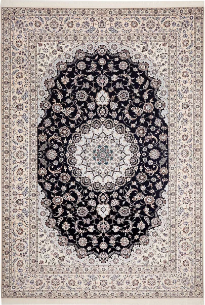 Tappeto Nain 6la Persia Medaglione Nero Avorio 256x369 Cm