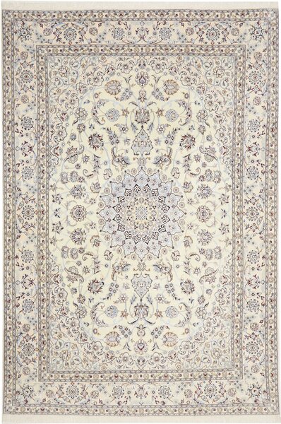 Tappeto Nain 6la Persia Medaglione Crema Azzurro 200x295 Cm