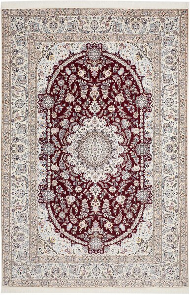 Tappeto Nain 6la Persia Medaglione Bordeaux Crema 200x307 Cm