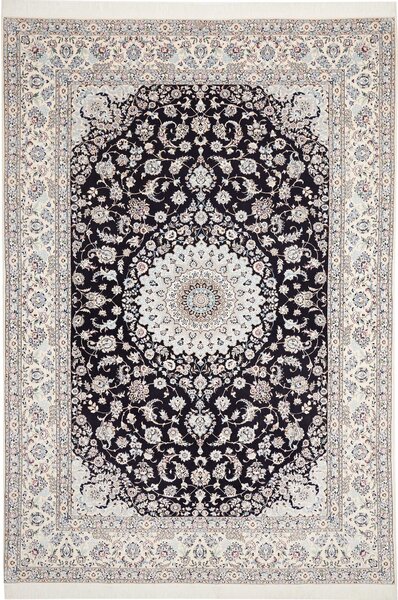 Tappeto Nain 6la Persia Medaglione Blu Notte Crema 213x314 Cm