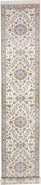 Tappeto Nain 6la Persia Medaglione Crema Blu 82x540 Cm
