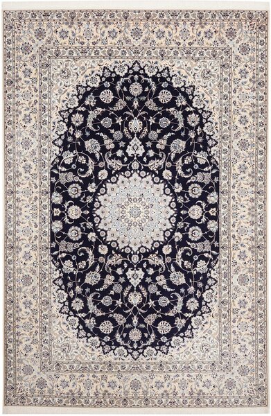 Tappeto Nain 6la Persia Medaglione Blu Notte Crema 211x317 Cm