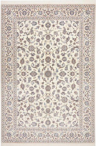 Tappeto Nain 6la Persia Medaglione Avorio Blu 205x302 Cm