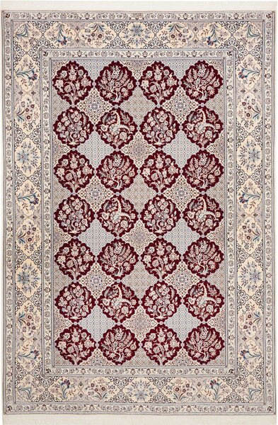 Tappeto Nain 6la Persia Floreale Crema Bordeaux 206x308 Cm