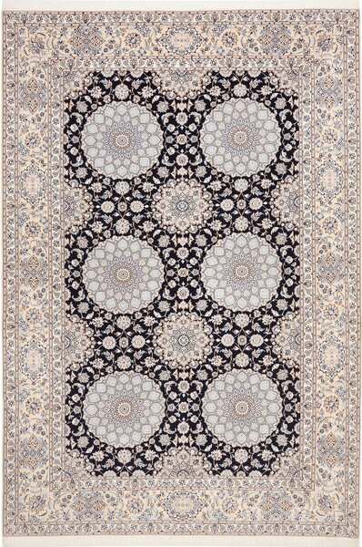 Tappeto Nain 6la Persia Medaglione Crema Blu Scuro 217x316 Cm