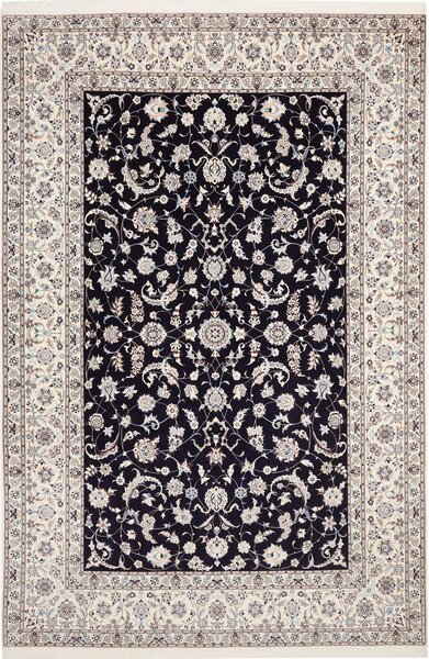 Tappeto Nain 6la Persia Medaglione Nero Crema 205x307 Cm