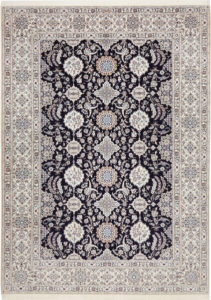 Tappeto Nain 6la Persia Floreale Blu Notte Crema 219x306 Cm