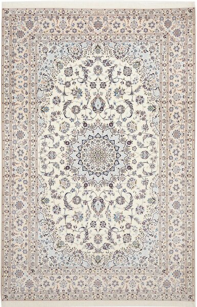 Tappeto Nain 6la Persia Medaglione Crema Azzurro 207x310 Cm