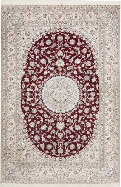 Tappeto Nain 6la Persia Medaglione Bordeaux Crema 210x316 Cm