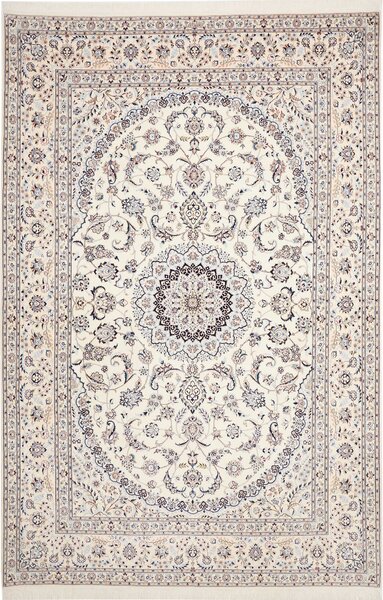 Tappeto Nain 6la Persia Medaglione Avorio Blu 209x316 Cm