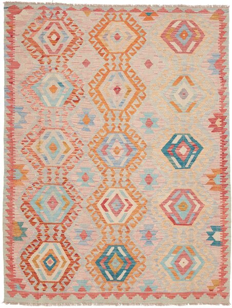 Tappeto Kilim Afghanistan Astratto Arancio Azzurro 154x200 Cm