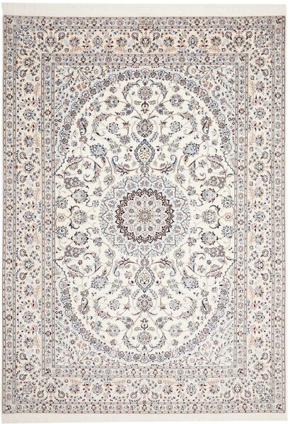 Tappeto Nain 6la Persia Medaglione Bianco Crema Blu 211x303 Cm