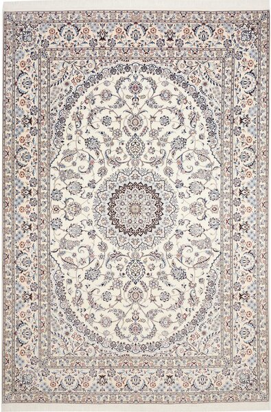 Tappeto Nain 6la Persia Medaglione Avorio Blu 214x315 Cm