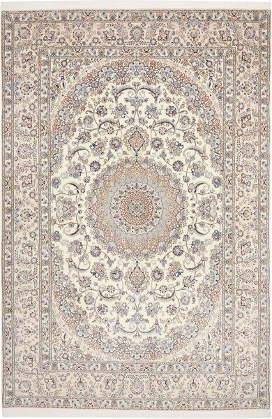 Tappeto Nain 6la Persia Medaglione Avorio Blu 208x317 Cm