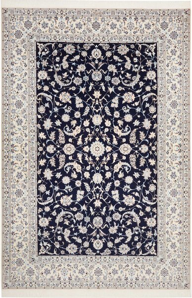 Tappeto Nain 6la Persia Medaglione Blu Scuro Crema 207x308 Cm