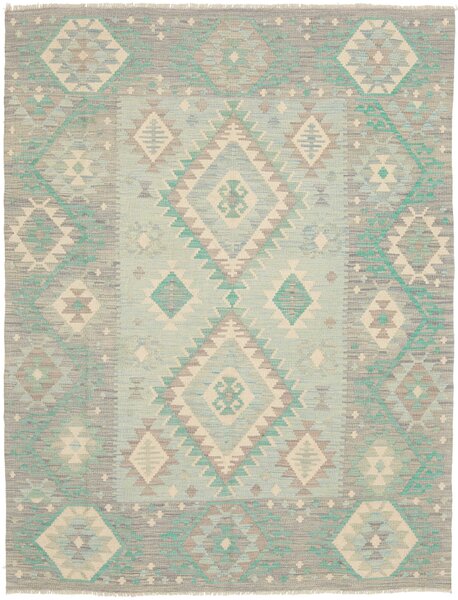 Tappeto Kilim Afghanistan Geometrico Verde Acqua Grigio 148x194 Cm
