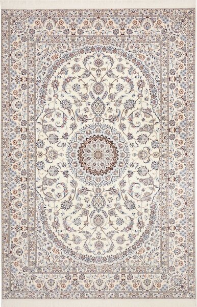 Tappeto Nain 6la Persia Medaglione Crema Blu 208x312 Cm