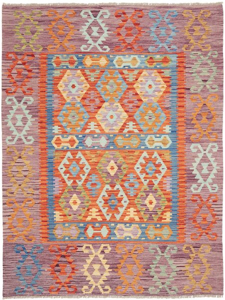 Tappeto Kilim Afghanistan Geometrico Multicolore Malva 148x200 Cm