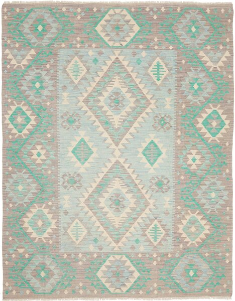 Tappeto Kilim Afghanistan Astratto Azzurro Beige 146x193 Cm