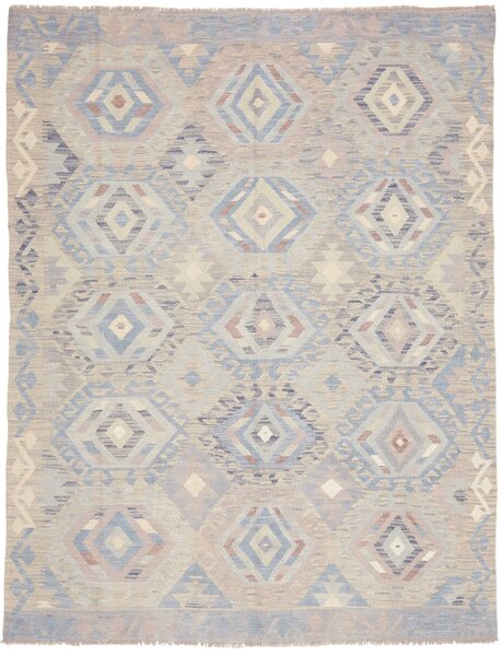 Tappeto Kilim Afghanistan Geometrico Beige Azzurro 152x198 Cm