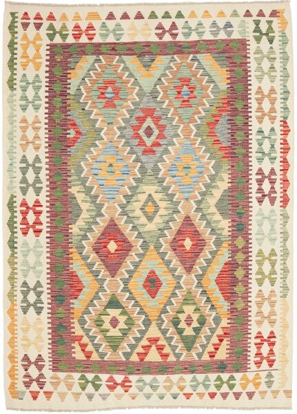 Tappeto Kilim Afghanistan Geometrico Multicolore Beige 153x210 Cm