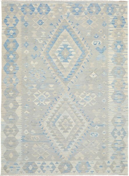Tappeto Kilim Afghanistan Geometrico Azzurro Grigio 153x212 Cm