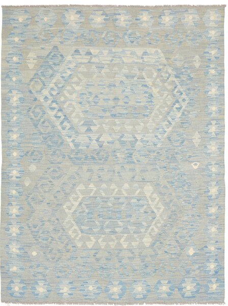 Tappeto Kilim Afghanistan Astratto Celeste Grigio Chiaro 150x200 Cm