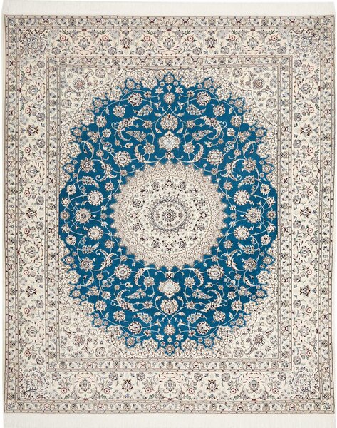 Tappeto Nain 6la Persia Medaglione Turchese Crema 213x260 Cm